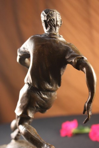 Football Joueur SPORTS Memorabilia Bronze Marbre Serre-Livre Sculpture Cadeau - Photo 4 sur 12