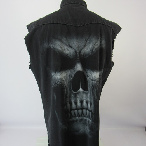 Spiral Direct Sleeveless Work Snap Shirt Skull Men's XXL Sleeveless Rockabilly - 第 4/11 張圖片