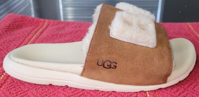 A Bathing Ape Bape x Ugg Fur Logo Slides Sandals Rare Size 6 Men 