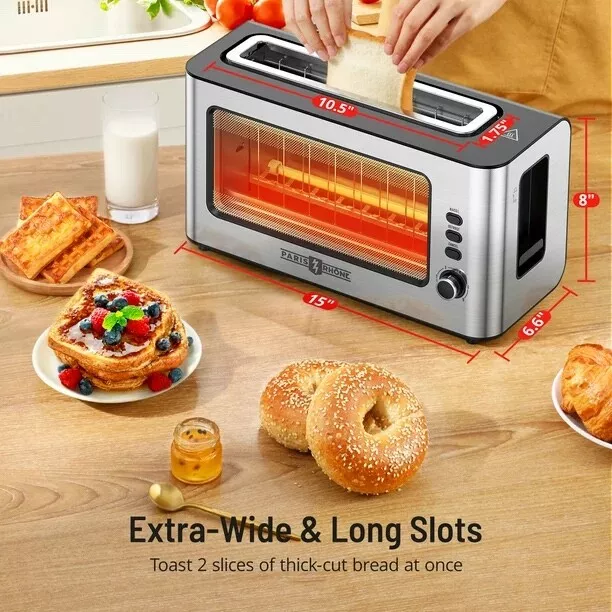 2-Slice Stainless Steel Toaster, Wide Slots