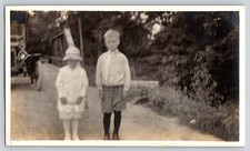 Vintage Old Outdoor Antique Real Photo Picture Image Car Bridge Girl Hat Boy Kid Vintage Old Outdoor Antique Real Photo Picture Image Car Bridge Girl Hat Boy Kid