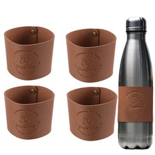 Leather Reusable Insulated Cup Sleeve Iced Coffee Cup Glass Bottle Protector