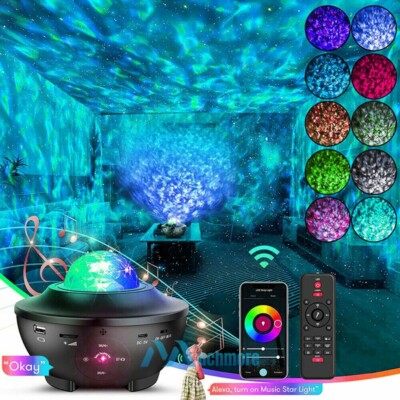 LED Galaxy Starry Sky Projector Ocean Wave Star Night Light Party Lamp w/Speaker