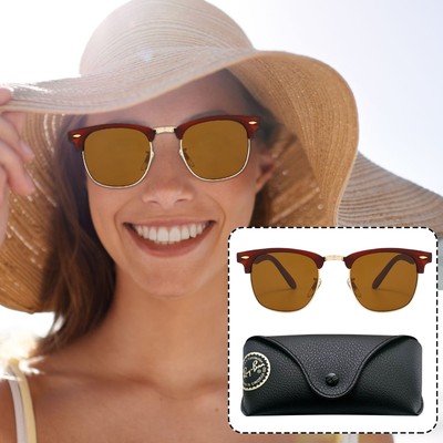 Unisex RB3016 Sonnenbrille Clubmaster Black Frame Block UVA/UVB/UVC Ultraviolet