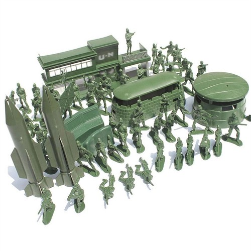 56 Pieces Military Playset WWII Soldiers Base Toys Models 5cm Army Men Figures - Picture 4 of 7