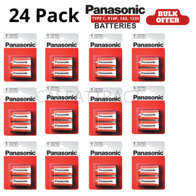 Pin R14p Panasonic (24 Pack) Genuine Panasonic Heavy Duty Zinc C Batteries R14P, 14G, 1235 ...