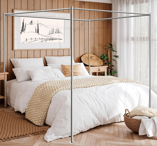 Canopy Bed Frame, Metal Stainless Steel Four Corner Bed Mosquito Net Frame Brack - Picture 11 of 12