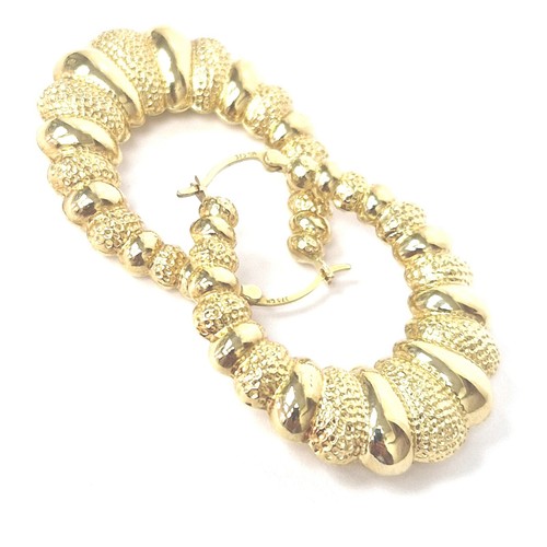 9ct Gold Oval Hoop Earrings Fancy Plain & Patterned Hallmarked 5.7g - Picture 15 of 17