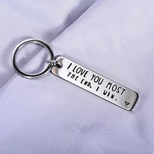 Creative Keychain I Love You Most The End I Win Keychain for Wife Couple Gifts