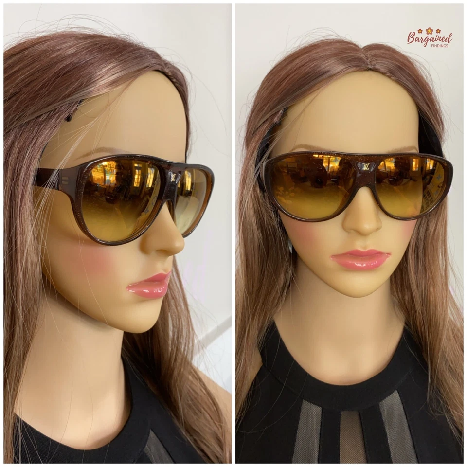 Auténticas gafas de sol LOUIS VUITTON marrón brillo acetato ilusión monograma Z0162W Foto 4 de 4