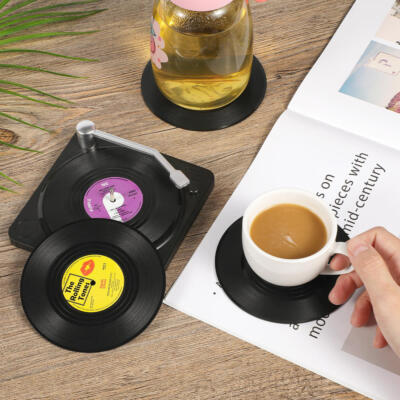 Sottobicchieri A Forma Di Vinile 'Record' - Set Da 6 Pezzi - Diametro 10 Cm - Originali E Divertenti - 3