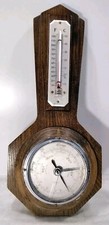 Wooden SB Banjo Barometer Wood Base UNTESTED Thermometer Working See Descrip