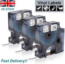 3PK Compatible Dymo 18444 Permanent Vinyl Label Tape 12mm for Rhino 4200 6000
