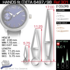 HANDS SET FOR MOVEMENT ETA UNITAS 6497, 6498, CHROME, ROSE GOLD, SLC1, Ref 301