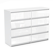 Kommode mit 8 Schubladen Sideboard Schubladenschrank Kleiderschrank Weiß Schwarz