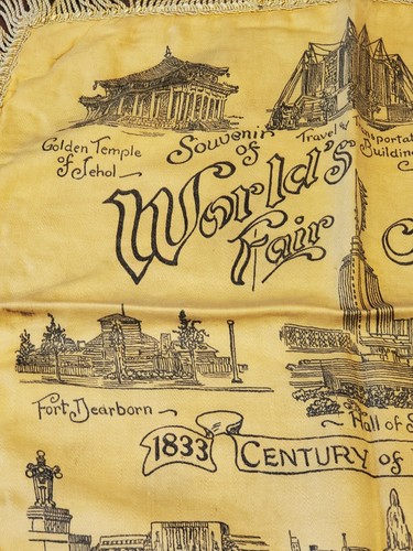 Vintage Chicago Weltausstellung 1933/1934 Souvenirkissen Schein/Etui Abdeckung ~ BR241 - Bild 2 von 9