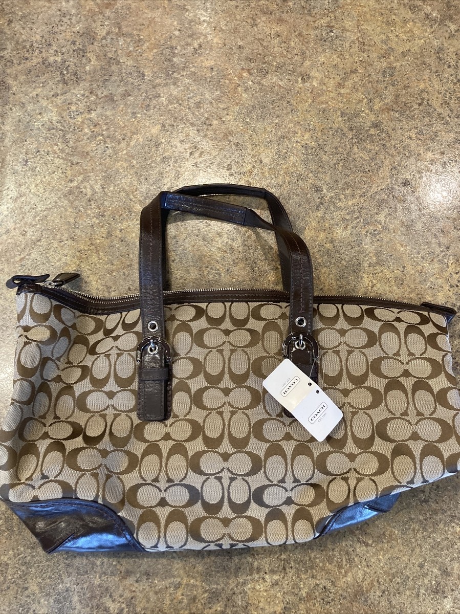 Coach Maggie Signature Brown Canvas & Leather Tote Shoulder Purse