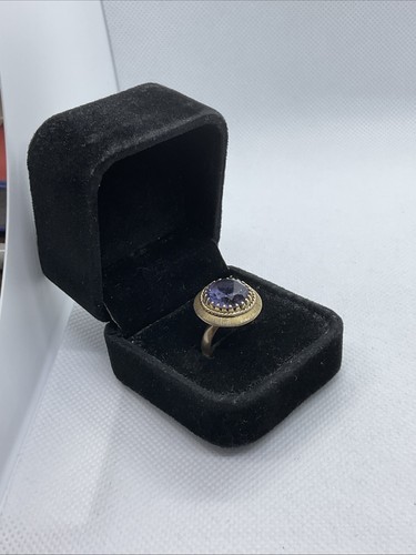 VINTAGE HANDMADE Solid 10K Yellow Gold Created Sapphire COCKTAIL Ladies Ring5.1g - Picture 4 of 24