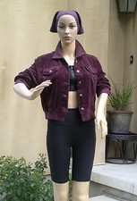 Cropped Velour Jacket By Hardtail Forever (vintage Bomber Jean Jacket), Plum Col