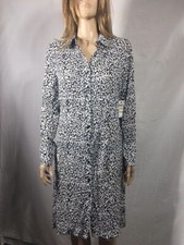 Women's NWT BAR III White/Black Animal Print Button-Up Shirt Dress Size M