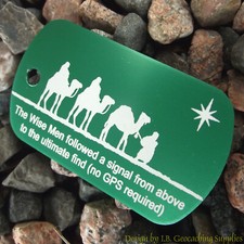 The Christmas Wise Men DIdn't Need a GPS - Trackable Dog Tag Green Finish 