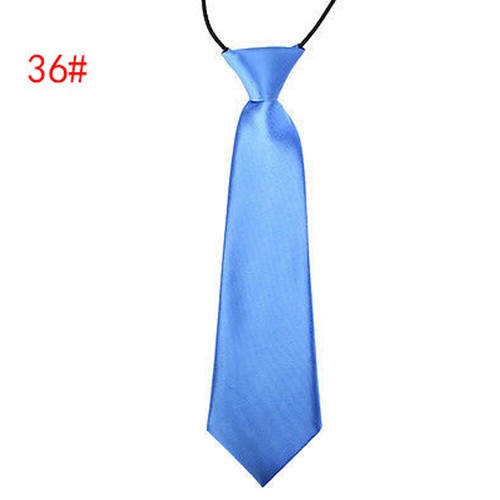2PCS Boys Girls Classic Satin Elastic Neck Tie Wedding Prom Children School Tie - Picture 31 of 32