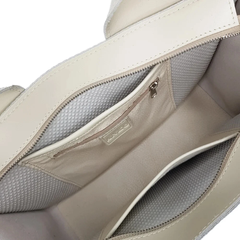 COACH Borsa a mano donna in pelle intrecciata borsa a tracolla da donna avorio tote bag goffrata