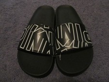 NIP VICTORIA'S SECRET PINK SINGLE STRAP SLIDES SMALL BLACK