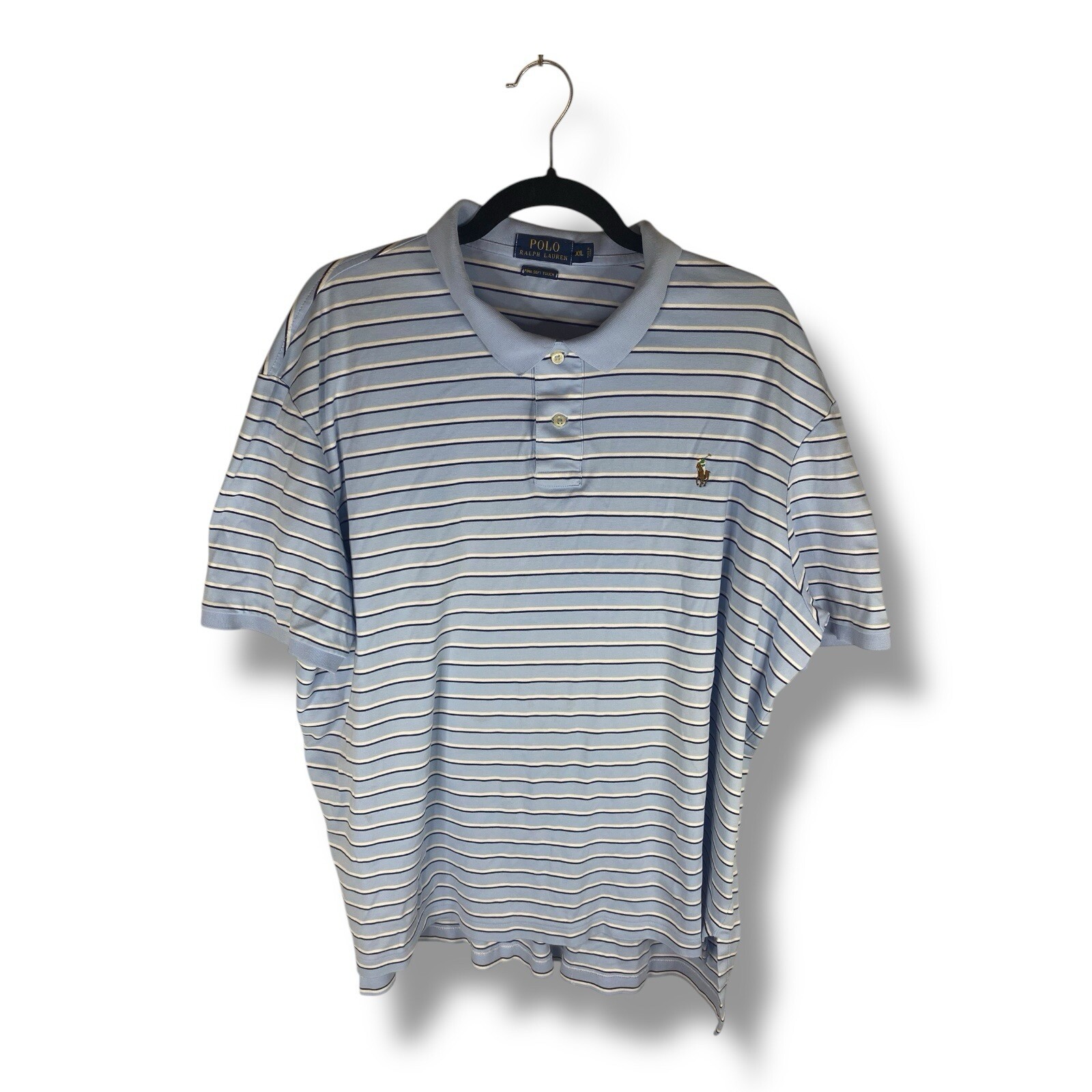 Polo Ralph Lauren Polo Shirt Striped Pima Soft Touch Size Men’s XXL 2XL Blue