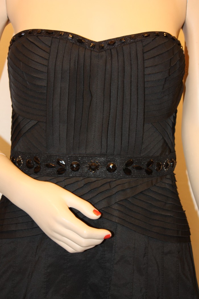 NEW BCBGMAXAZRIA POLY WOVEN FEATHER BLACK DRESS SIZE 2