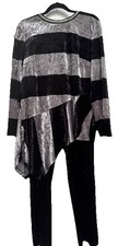 Midnight Velvet Black Gray Sequin Embellished Crushed Velvet Pant Set