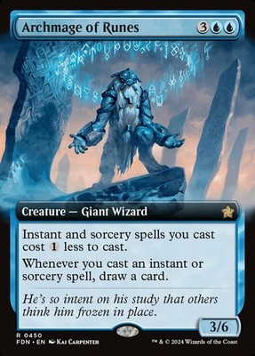 MTG Archmage of Runes - Foil - Extended Art, Foundations, Lightly Played, Englis
