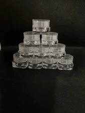 NEW W/O Package 72 Small Clear Acrylic Lip Balm Square Jars With Round Lids.