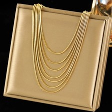 316L Stainless Steel Metal Necklace Women Fashion Gold Color Waterproof Gift