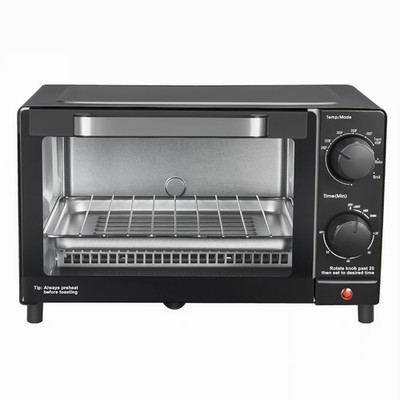 4 Slice Countertop Toaster Oven Black 3 Settings with Baking Rack & Pan