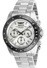 Invicta Speedway Mens 39.5mm Watch Silver Tone Black Bezel Stainless Steel 26111