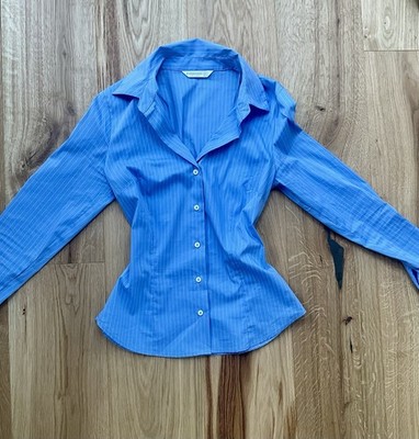 Stradivarius Bluse Damen Größe S blau weiß gestreift Schön Taille