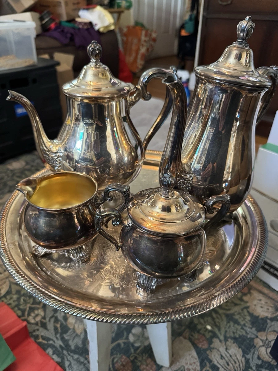 Wm. Rogers & Son Rose Victorian Antique US Silver-Plated Teapots