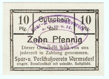 ✦WERMSDORF 1917: "Spar- u. Vorschußverein", B-10 Pfg. GUTSCHEIN