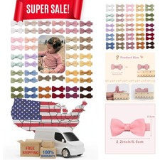 Baby Hair Clips 50PCS Baby Girls Fully Lined Baby Bows Hair Pins Tiny 2" Hair...
