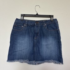 Route 66 Women's Blue Denim Mini Skirt Size 8 Frayed Hem