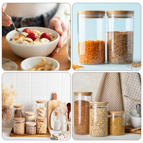 29oz Glass Jar with Airtight Bamboo Lid Glass Kitchen Container (20x8cm) - Picture 6 of 6