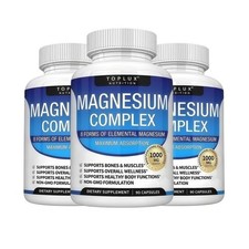 TopLux Magnesium Complex 1000mg, 7 Types for Sleep, Muscle  Bone, 90 Capsules