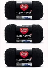 Red Heart Super Saver Black Yarn - 3 Pack of 198G/7Oz - Acrylic - 4 Medium