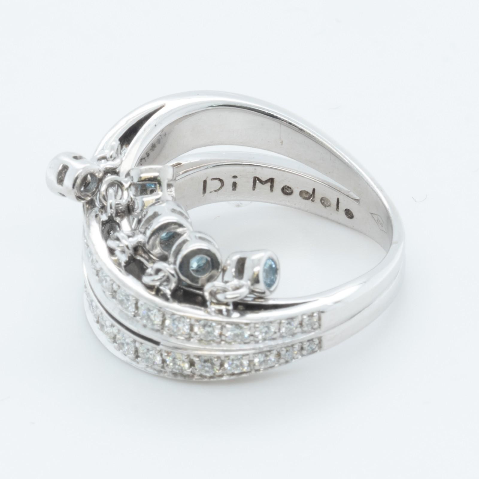 Di Modolo 18k White Gold Diamond Dangling Blue St Ring Size 8.25 0 ...