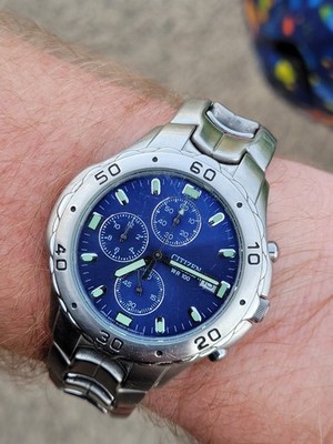 Citizen Men's Quartz Chronograph Blue Dial 0510-S92294 New Battery