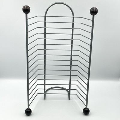DVD Storage Rack Holder 16 Disc Metal Gray Freestanding Organizer Stand 15”