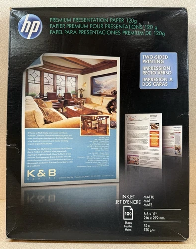 HP Premium Presentation Matte Paper 32 Lb 120g, 100 Sheets  8.5 x 11” SEALED