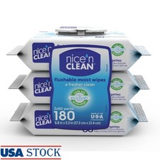 Plant-Based Flushable Wet Wipes Soft Thick Aloe Vitamin E Septic Safe 3 Pack New