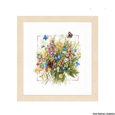 Lanarte cross stitch kit ''summer bouquet'' evenweave fabric, counted, DIY